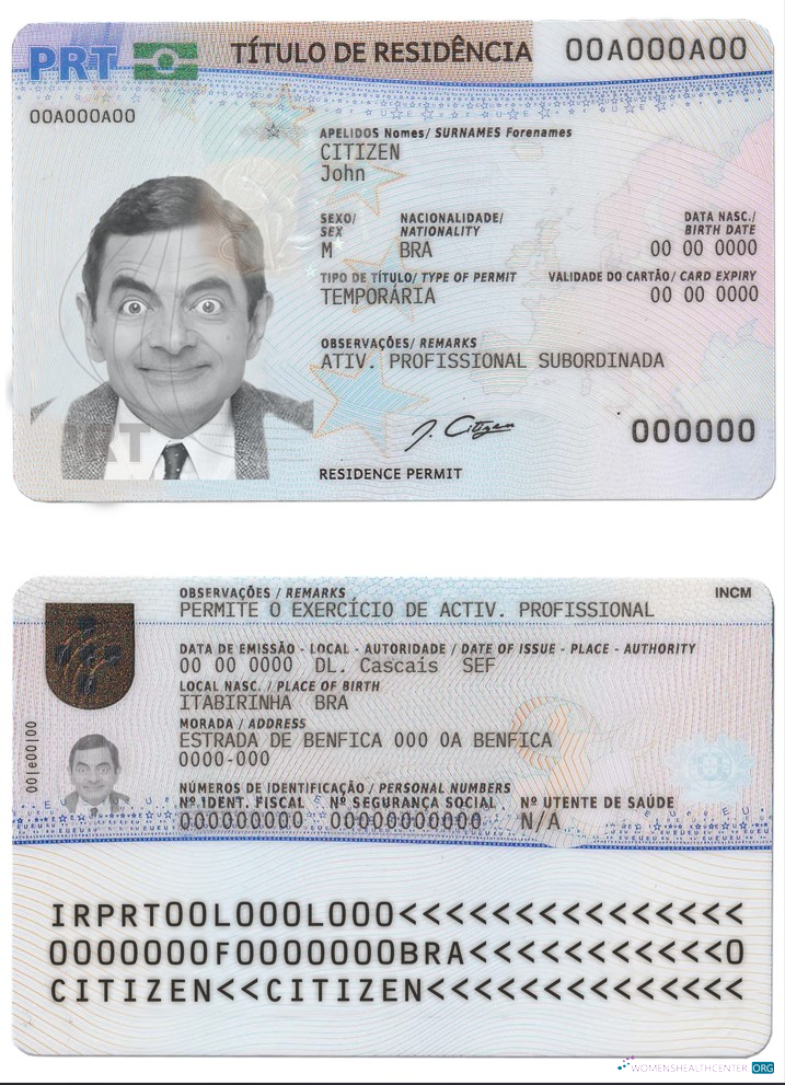 Download Portugal residence permit Photoshop template